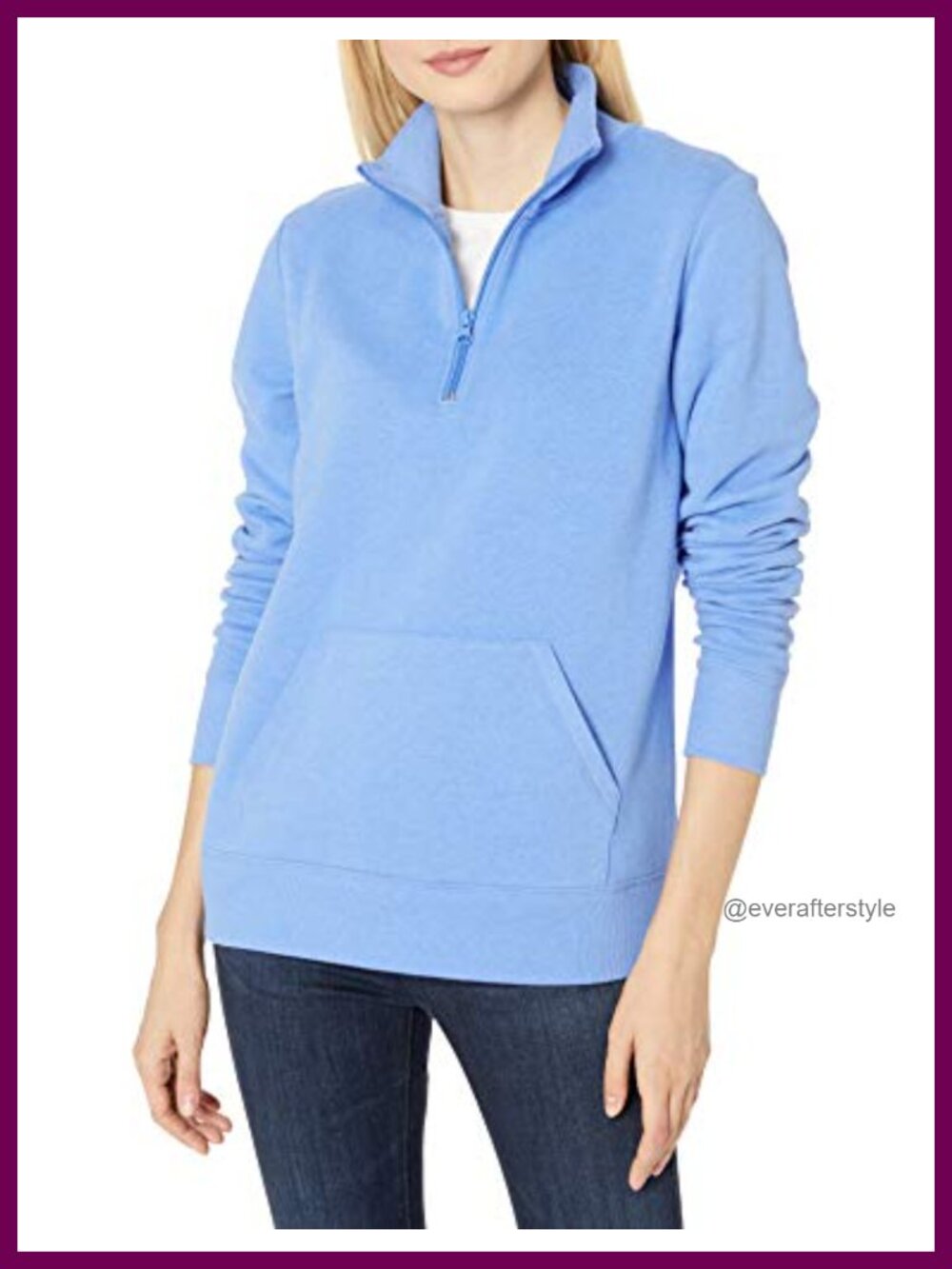 Long-Sleeve Fleece Quarter-Zip Pullover Sweatshirt with Kangaroo Pocket